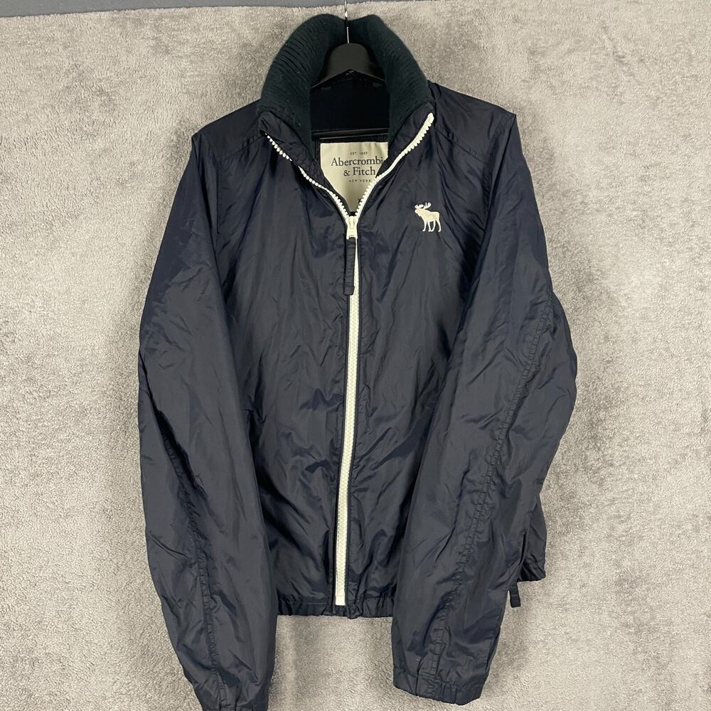 Abercrombie & Fitch Jacket Women XL Navy Windbreaker Outdoor Retro Moose - Picture 2 of 16